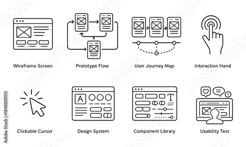 User interface icons for wireframing and prototyping
