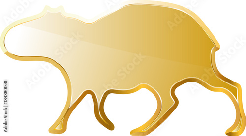 Capibara gold icon. Isolated on transparent background.