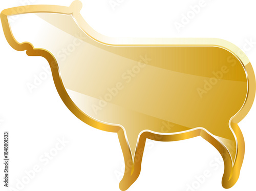 Capibara gold icon. Isolated on transparent background.