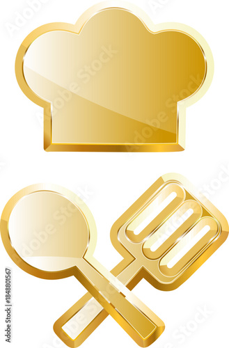 Chef gold icon. Isolated on transparent background.
