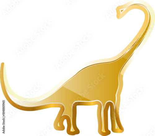 Diplodocus gold icon. Isolated on transparent background.