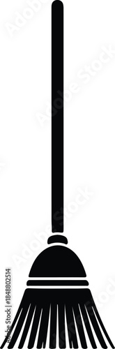 Vector Cleaning broom housekeeping tool domestic object maid equipment silhouette Illustration