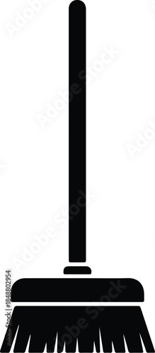 Vector Simple cleaning push broom tool for household maintenance silhouette Illustration