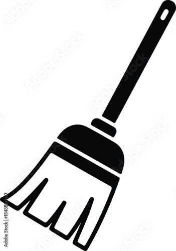 Vector Simple minimalist household cleaning broom tool outline glyph solid silhouette Illustration