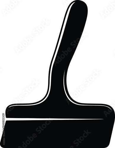 Vector Wide paint brush or spatula applicator tool equipment black simple silhouette Illustration