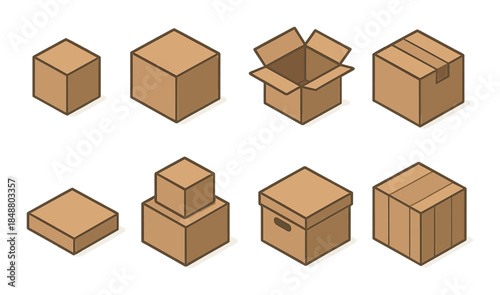 Variety of cardboard boxes in different shapes and sizes