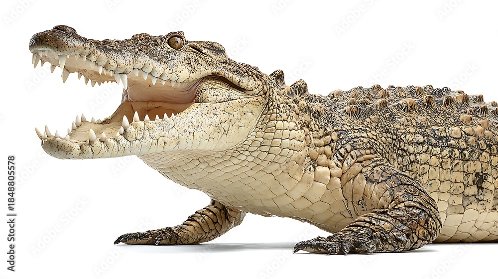 Fototapeta premium crocodile with opened mouth isolated on white background