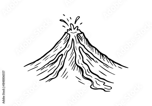 Volcano hand drawn simple sketch vector illustration