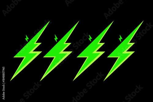 Green lightning bolts on a black background graphic design element