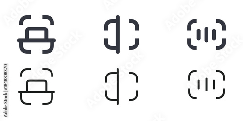 scan frame icon set modern user interface symbol collection simple flat vector illustration isolated on white background