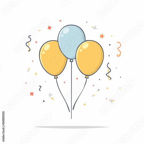 Colorful balloons and confetti celebrating a joyful festive moment