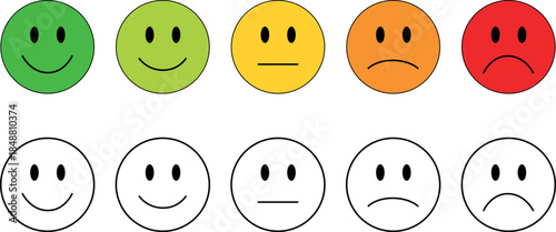 feedback emoji faces, mood and satisfaction buttons, user feedback or rating scale.