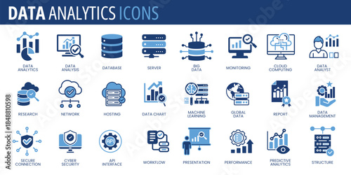 Data Analytics and Information Technology Icons Collection