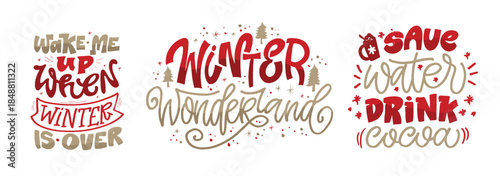 Hello 2026. Merry Christmas and Happy New 2026 Year - cute hand drawn doodle lettering postcard.  Holly Jolly, Tis the season.