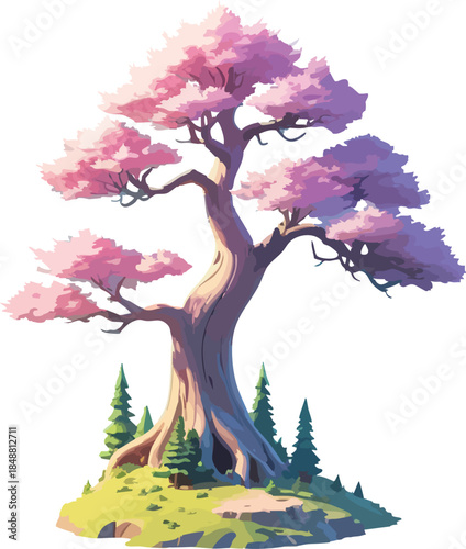 vector illustration of a tree with flowers