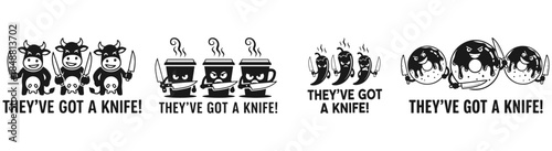 Cartoon Food with knife 