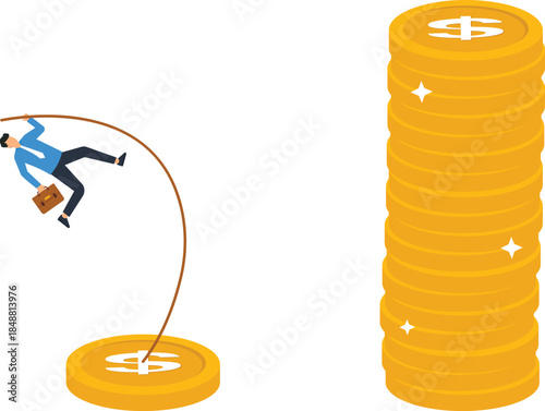 Scared businessman running from scary ghost concept of business fear work stress deadline pressure financial crisis corporate horror mental health anxiety