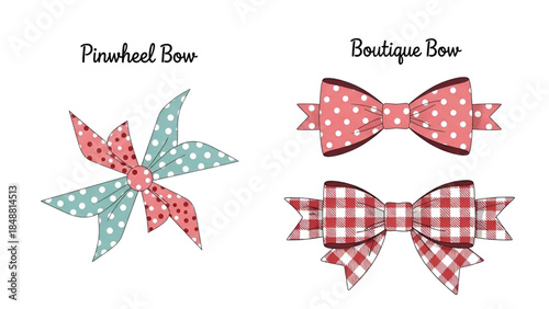 Colorful polka dot and plaid hair bows for boutique accessories