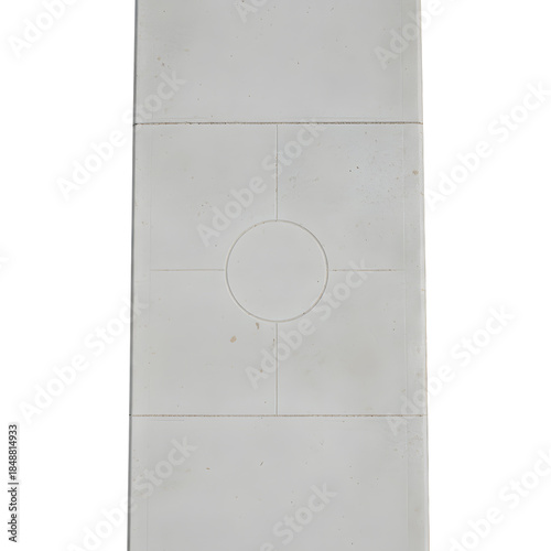 White png concrete road with Circular Handle and Vertical Lines 