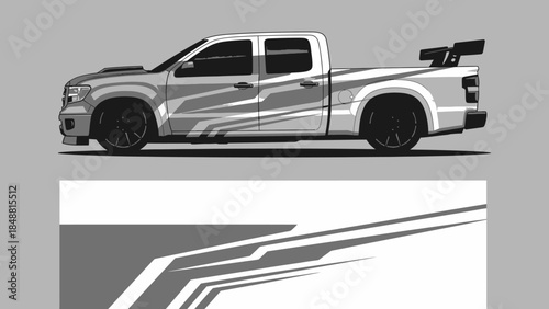 Illustrated gray pickup truck with sleek lines and dynamic street-forward design.