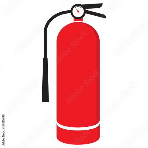 Fire extinguisher vector illustration in flat design, showing portable safety equipment for emergency fire protection, suitable for safety signage, industrial use, and emergency response concepts.