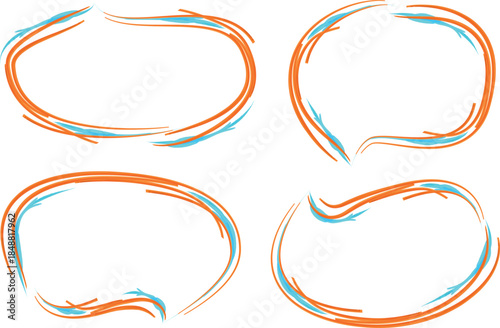 orange light blue doodles art line colorful speech bubbles