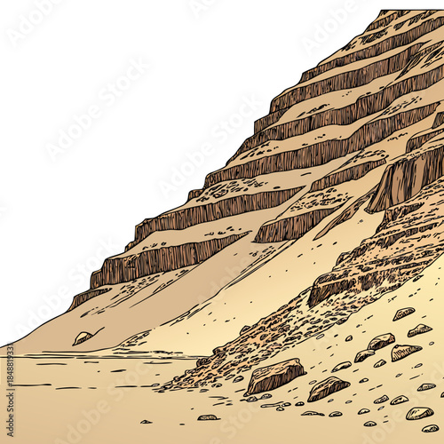Desert slope with layered sediment lines 1