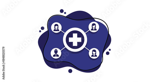 Medical Network Concept with Connected People and Cross Symbol