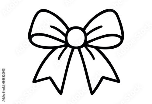 A simple, minimalist line drawing of a bow tie on a clean white background, perfect for graphic design and decorative elements.