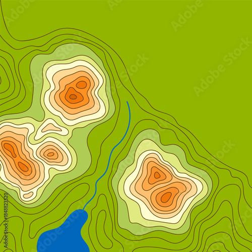 Abstract outline topographic contour map. Landscape geodesy topography map. Background with contour landscape.