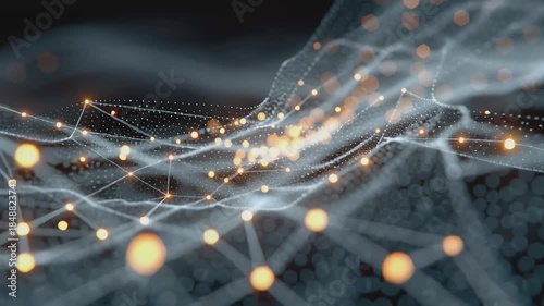 Digital Network: An abstract representation of a complex digital network, with interconnected nodes and flowing lines, symbolizing connectivity, data flow, and technological advancement.