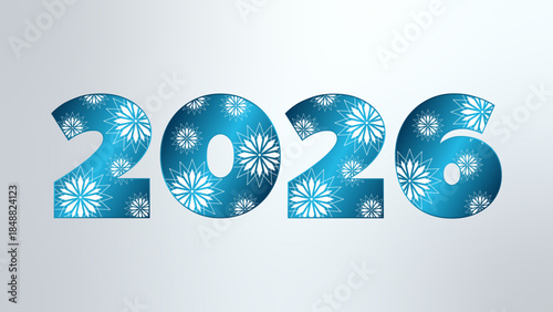 2026 Happy New Year blue gradient symbol. Vector greeting symbol isolated. Gradient sign for celebration, congratulation, decoration, winter holiday, design element