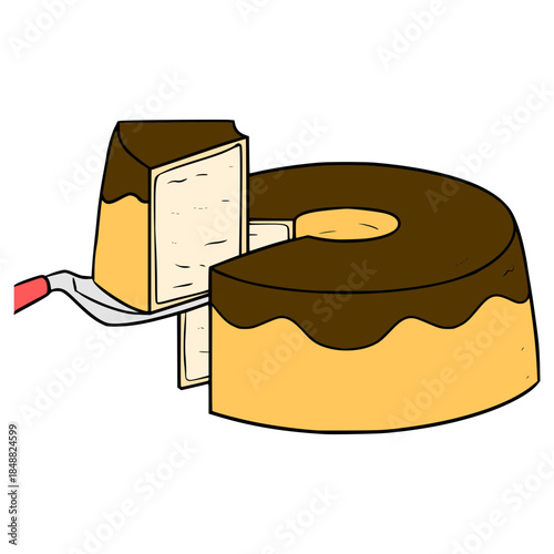 chiffon cake illustration hand drawn isolated vector