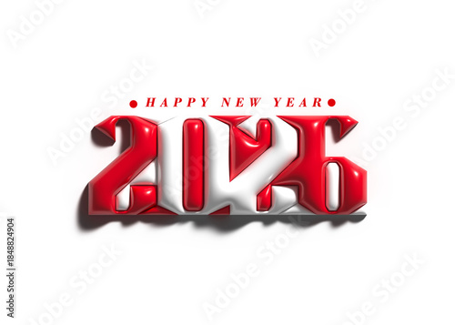 2026 Happy New Year Text Typography Design 