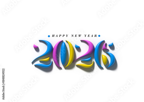 2026 Happy New Year Text Typography Design 