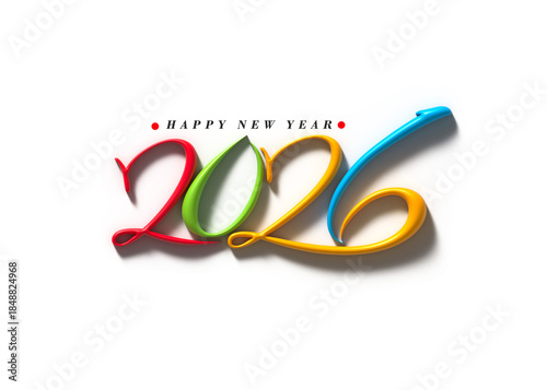 2026 Happy New Year Text Typography Design 