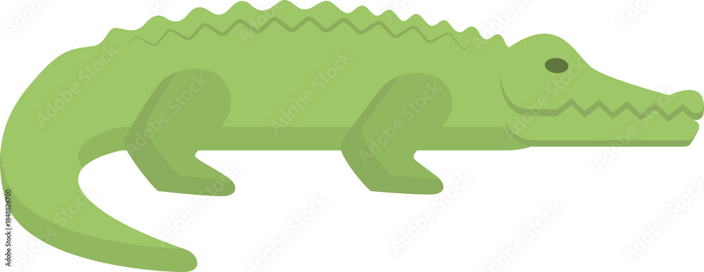 Fototapeta premium Flat design alligator illustration showcases reptile’s distinctive features, ideal for educational materials or wildlife-themed projects.