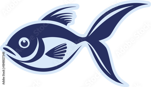 blue fish icon; aquatic symbol; marine icon; simple fish; flat illustration; minimal fish; ocean graphic; blue silhouette; aquatic design; fish emblem; marine badge; clean icon; stylized fish; ocean s
