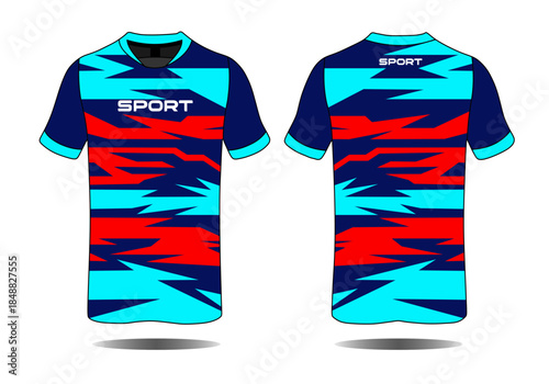 Dynamic Sports Jersey Design with Bold Colors and Vibrant Pattern for Athletic Wear