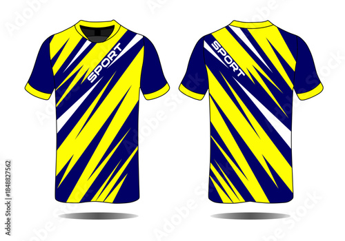 Dynamic Sport Shirt Design with Bold Yellow and Blue Stripes for Active Lifestyle