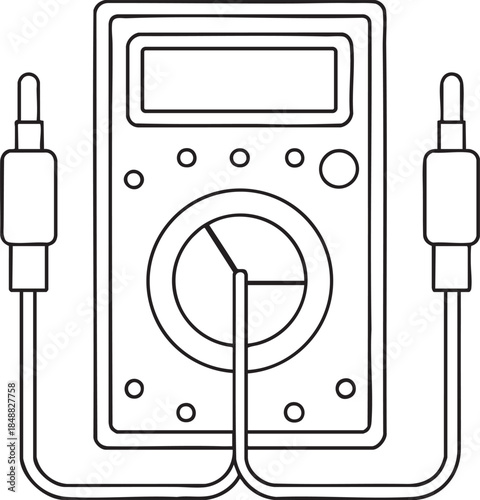 Digital multimeter outline illustration showing test leads used for accurate electrical measurement and analysis