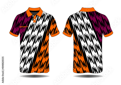 Vibrant Sporty Polo Shirt Design with Bold Patterns and Energetic Colors for Active Wear