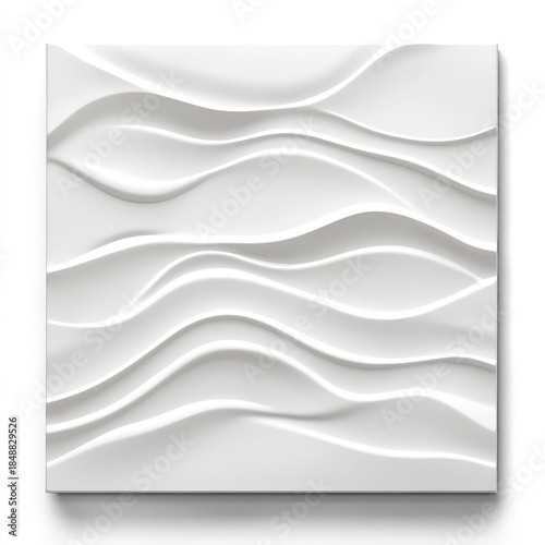 White wavy textured wall panel, modern interior design element, 3D decorative feature