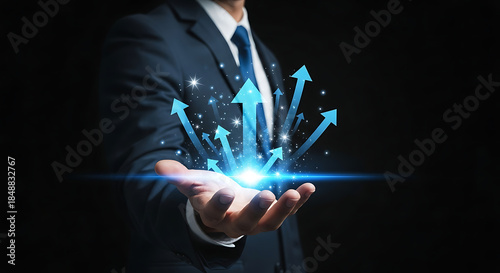 Business Growth A Helping Hand Financial Strategy Technology Investment Future Success Now