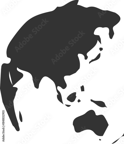 Asia and Australia continents globe icon