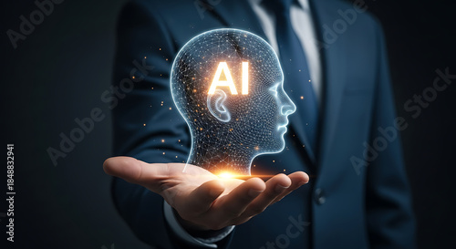 AI Innovation Business Leader Holding Artificial Intelligence Future Digital Technology