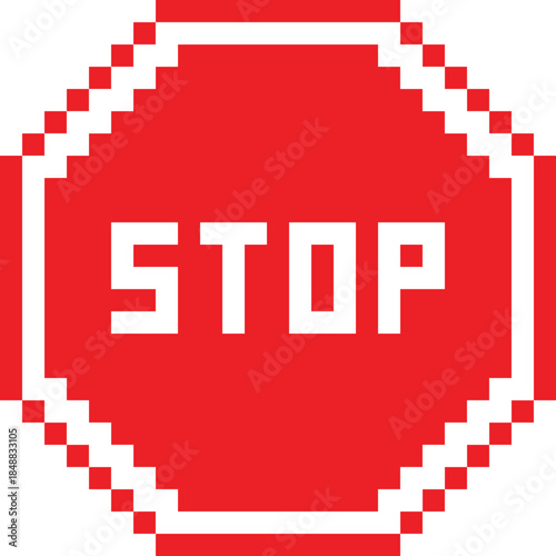 Pixel art stop sign icon in red