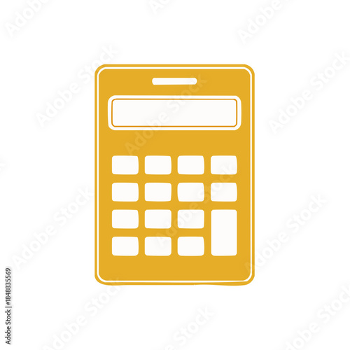 Minimalist calculator icon in yellow for digital finance calculations and math solving problems