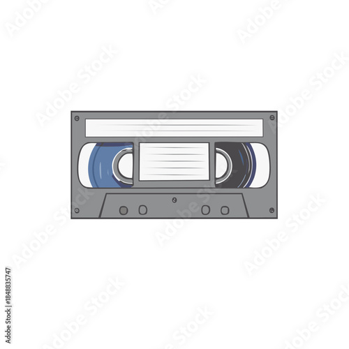 Retro VHS Tape Illustration in Gray Scale Nostalgic Media Format for Memories and Content Recording