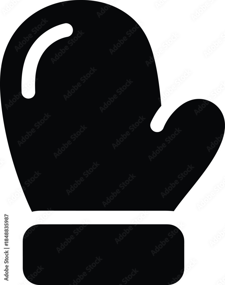 Obraz premium Black Silhouette Icon of a Mitten on a White Background glove winter